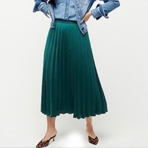 NWOT J Crew Pleated Midi Skirt 0P Green